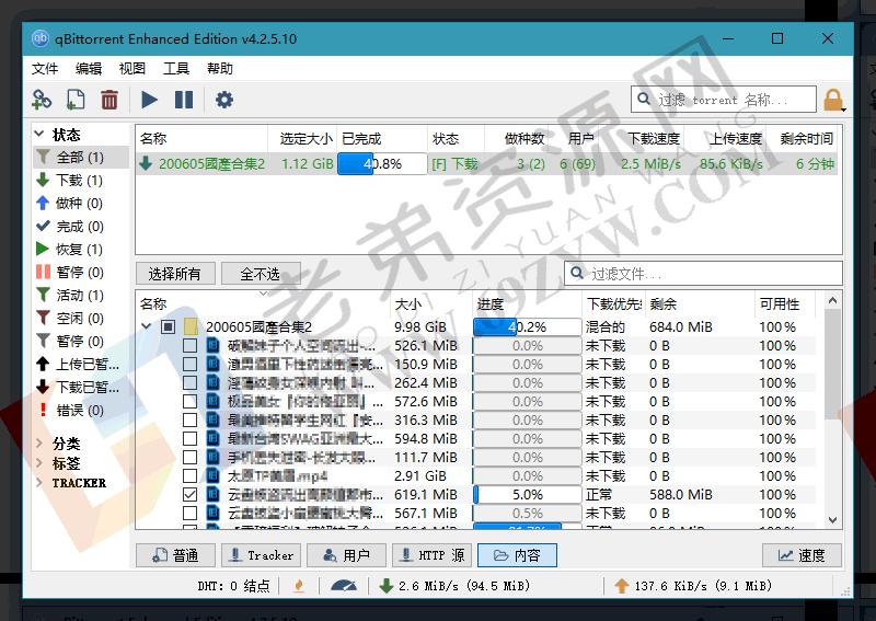 qBittorrent v4.6.6.10 BT下载工具，磁力种子下载工具，便携增强版